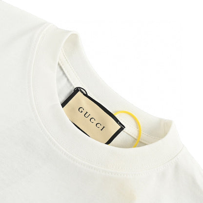 T-shirt blanc Gucci avec logo en écriture cursive