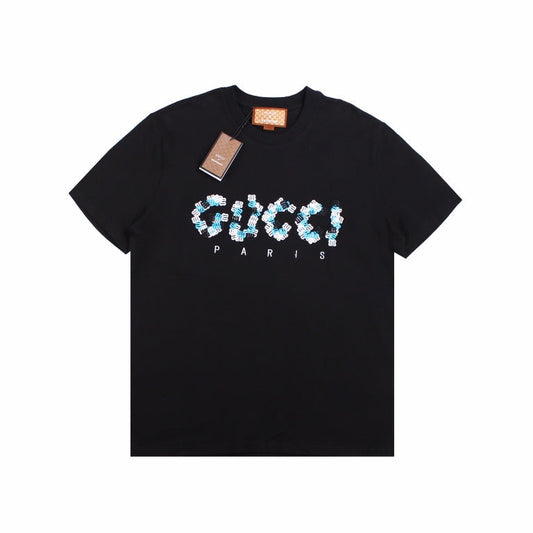 T-shirt noir GUCCI x BALENCIAGA à logo fleuri