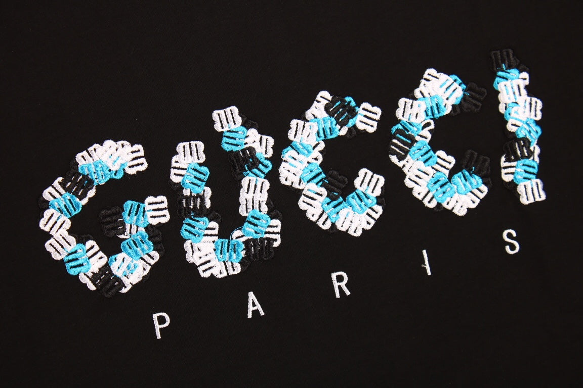 T-shirt noir GUCCI x BALENCIAGA à logo fleuri