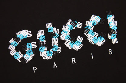 T-shirt noir GUCCI x BALENCIAGA à logo fleuri