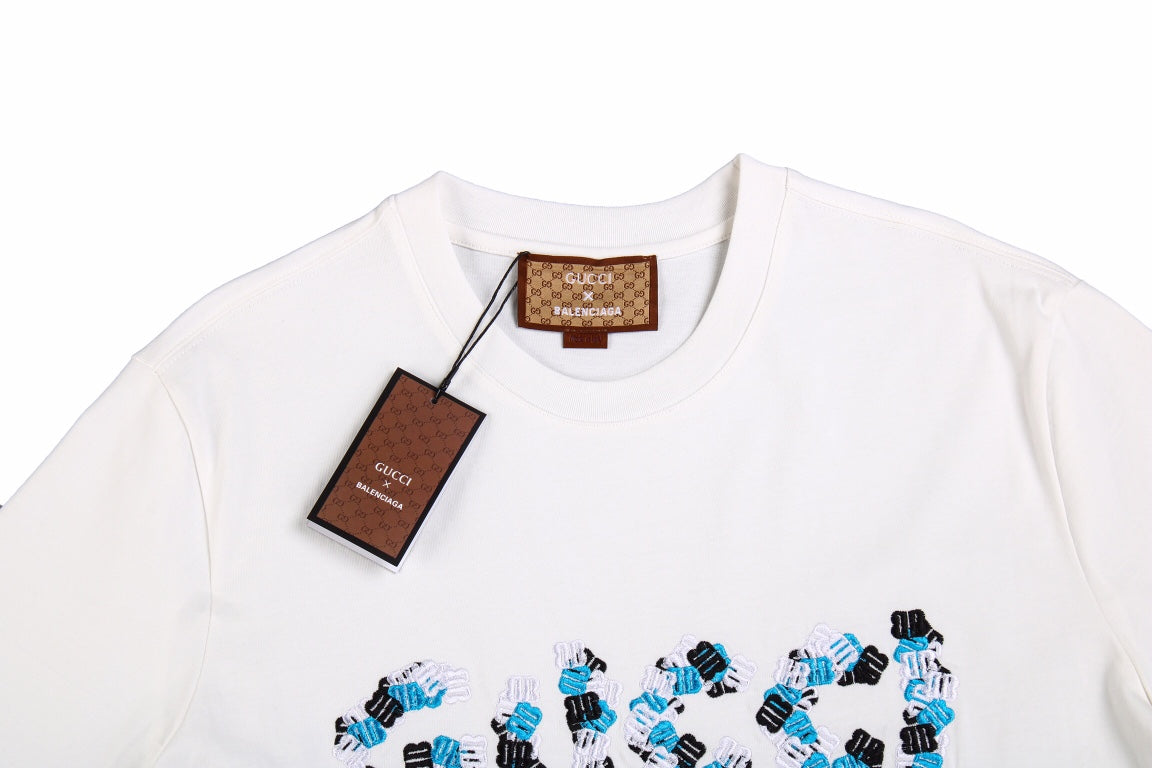 T-shirt blanc GUCCI x BALENCIAGA à logo floral