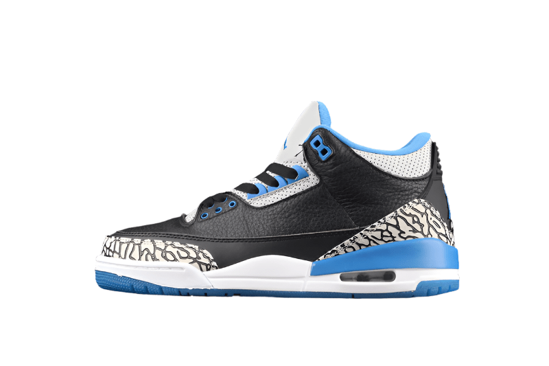 AIR JORDAN 3 RETRO SPORT BLEU-GRIS LOUP/NOIR