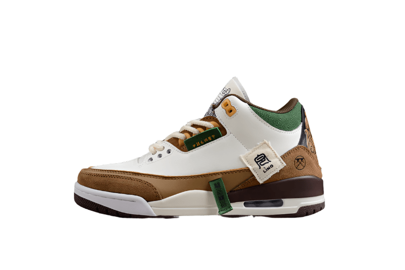 AIR JORDAN 3 SE BLANC/MARRON FONCÉ-VERT