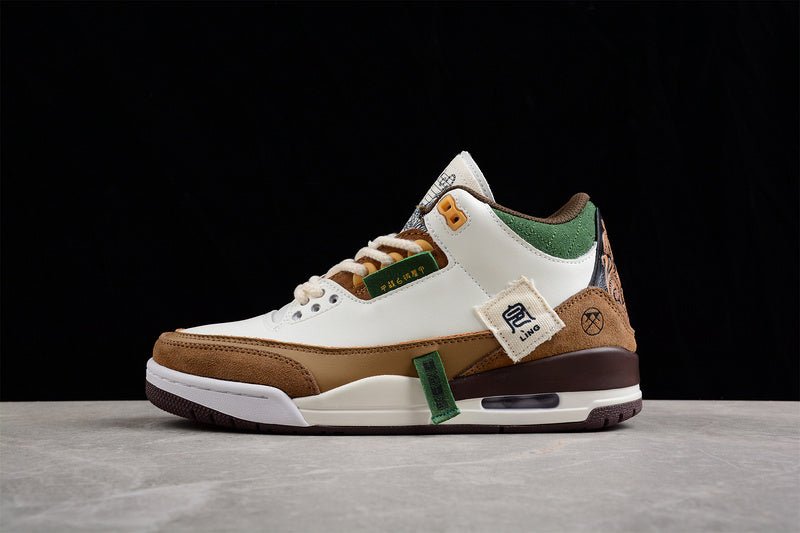 AIR JORDAN 3 SE BLANC/MARRON FONCÉ-VERT