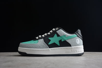 Baskets basses BAPE STA bleu turquoise et grises