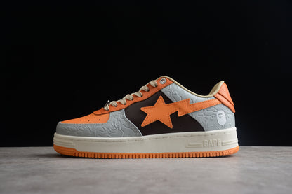 Baskets basses BAPE STA orange et grises