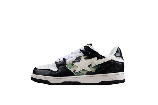 Baskets basses BAPE STA en noir, blanc et camouflage