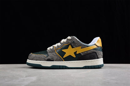 Baskets basses BAPE STA vertes et jaunes