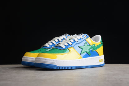 Baskets basses BAPE STA vertes, bleues et jaunes
