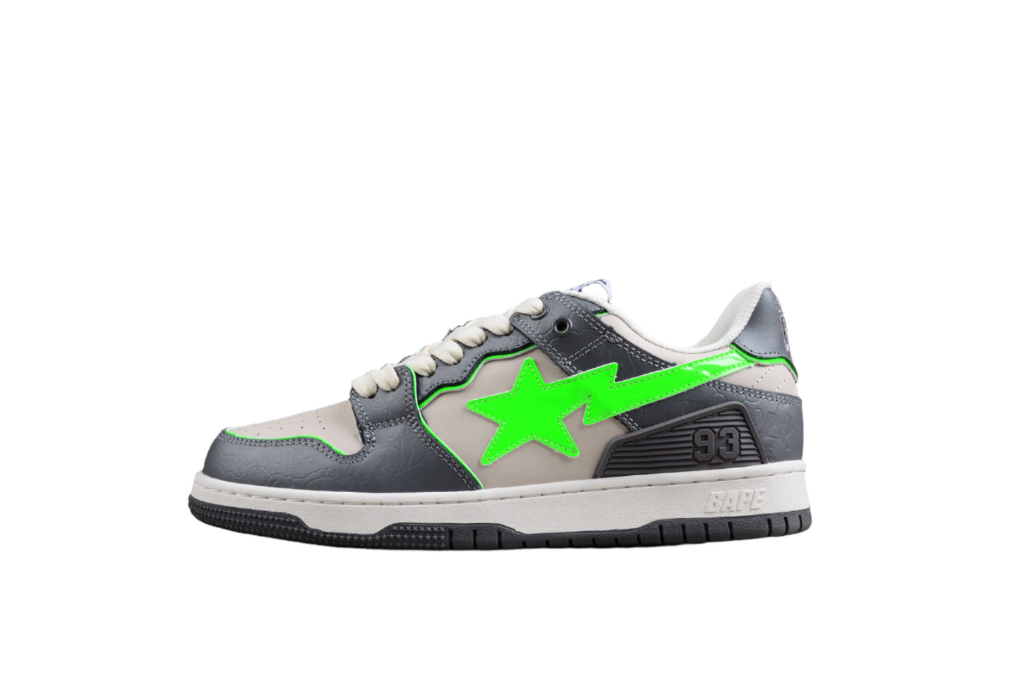 Baskets basses BAPE STA grises et vert fluo