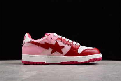 Baskets basses BAPE STA rouges et roses