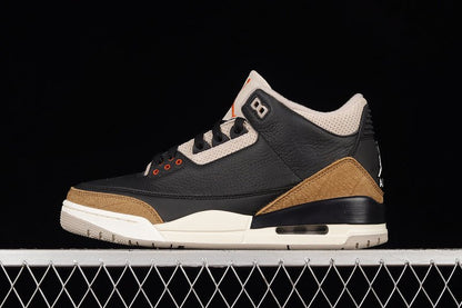 AIR JORDAN 3 RETRO DESERT ELEPHANT NOIR/ORANGE RUSH-FOSSIL STONE
