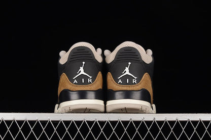 AIR JORDAN 3 RETRO DESERT ELEPHANT NOIR/ORANGE RUSH-FOSSIL STONE
