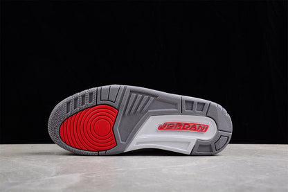 AIR JORDAN 3 RETRO HALL OF FAME BLANC/GRIS CIMENT-NOIR-ROUGE FEU