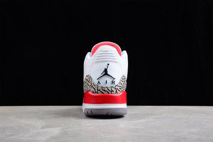 AIR JORDAN 3 RETRO HALL OF FAME BLANC/GRIS CIMENT-NOIR-ROUGE FEU