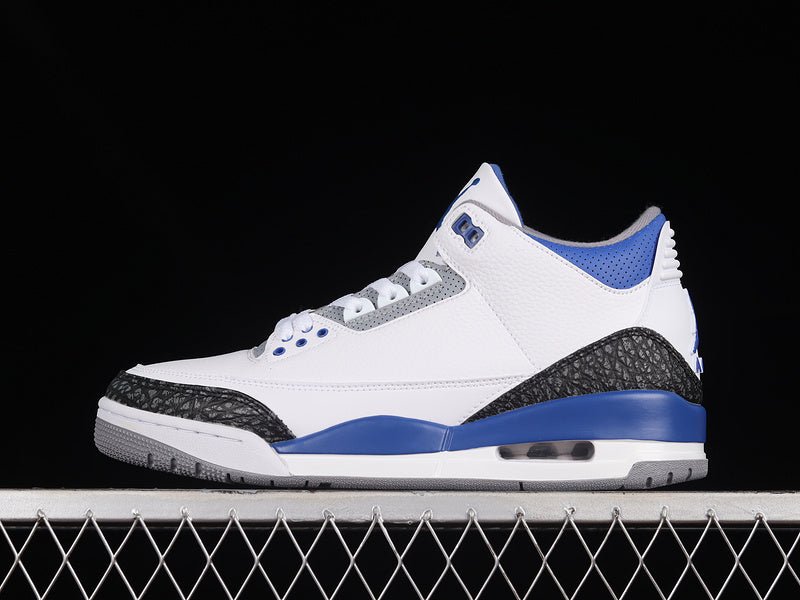 AIR JORDAN 3 RETRO BLANC/NOIR/GRIS CIMENT/BLEU RACER