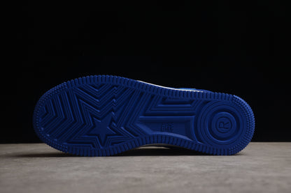 Baskets basses BAPE STA en cuir verni bleu et blanc