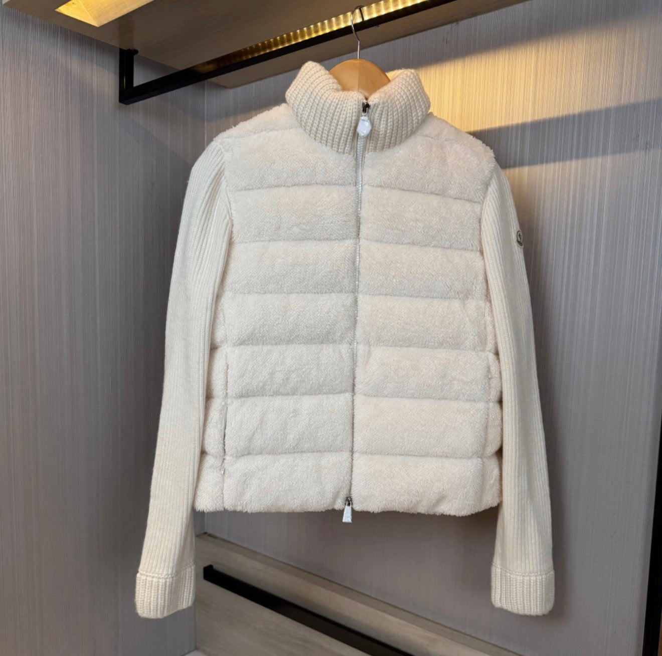 VESTE FERMETURE ÉCLAIR MONCLER EN LAINE ET TEDDY
