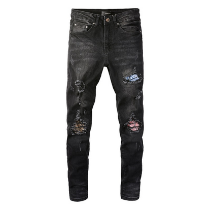 Amr Bandana Black Patch Jeans