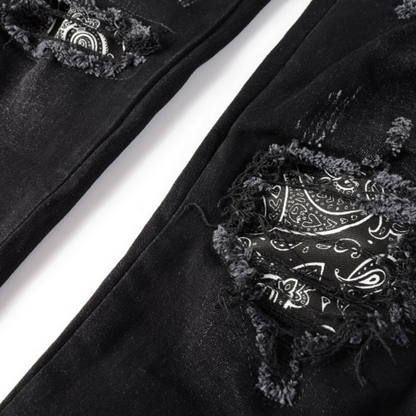 Amr Black Bandana Camo Jeans