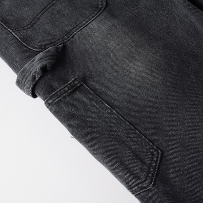 Jean évasé à patchs noirs Amr