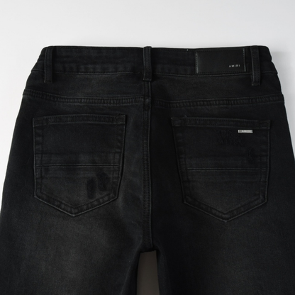 Jean bleu déchiré à patchs Amr