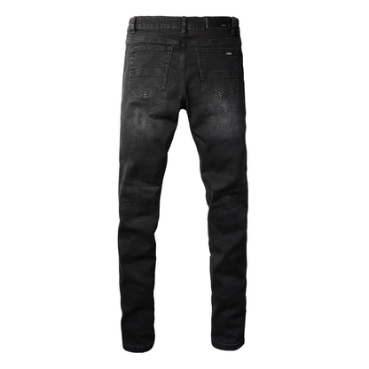 Amr Ripped Patch Black Jeans