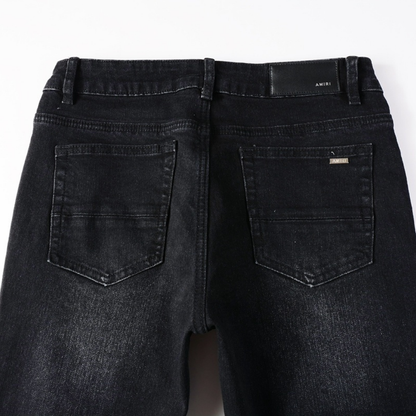 Amr Ripped Patch Black Jeans