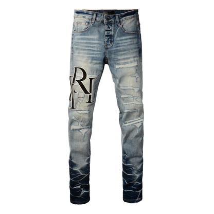 Amr Staggered Blue Jeans