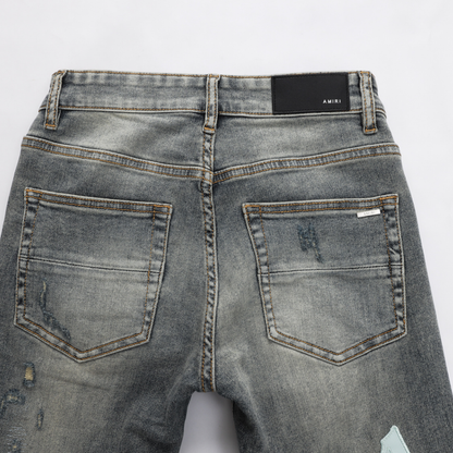 Amr Staggered Grey Blue Jeans