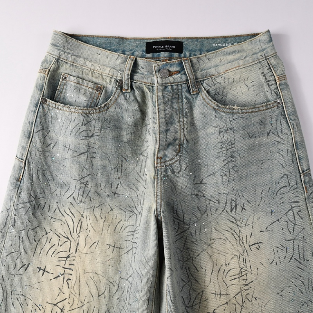 Purple Blue Distressed Jeans