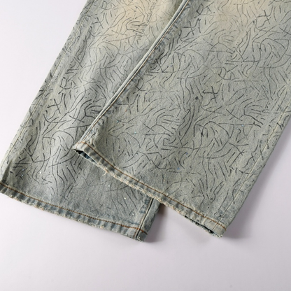 Purple Blue Distressed Jeans