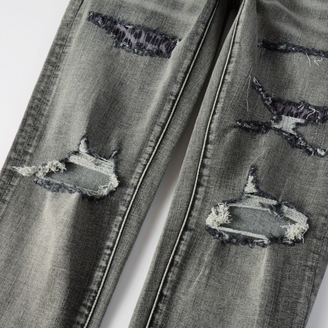 Purple Grey Ripped Jeans