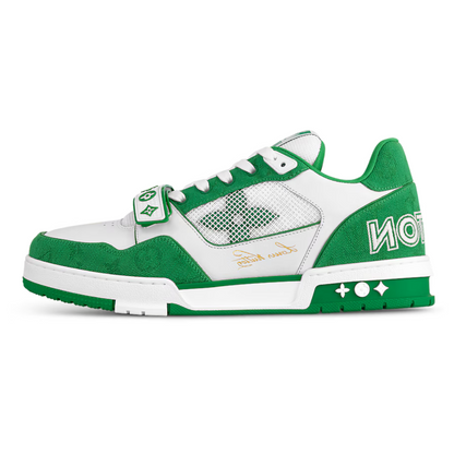 Baskets en denim vert monogrammé LV