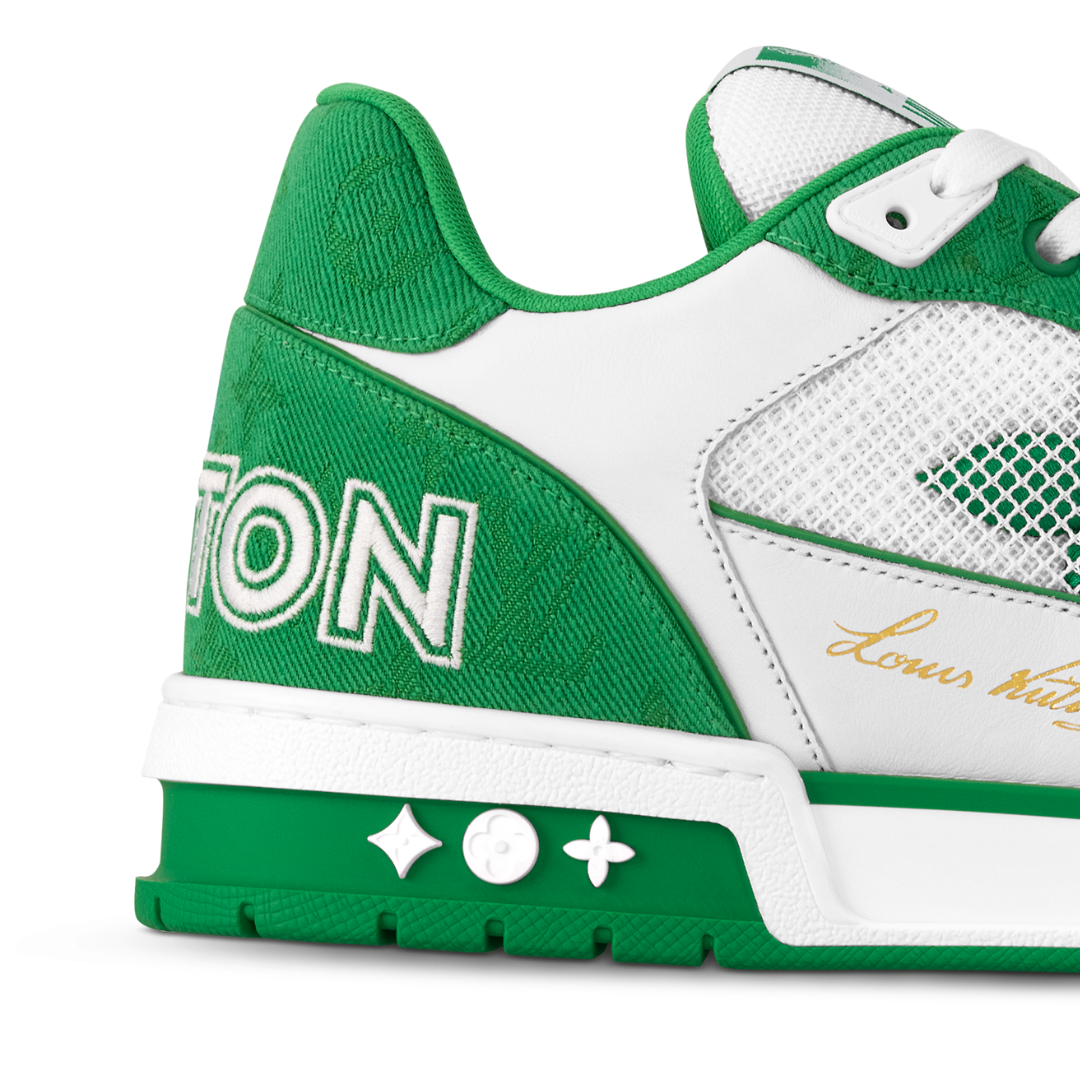 Baskets en denim vert monogrammé LV