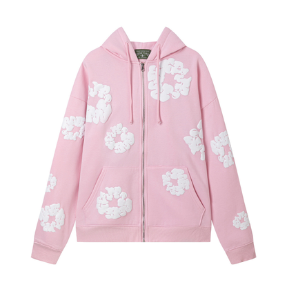 Sweat à capuche zippé en denim