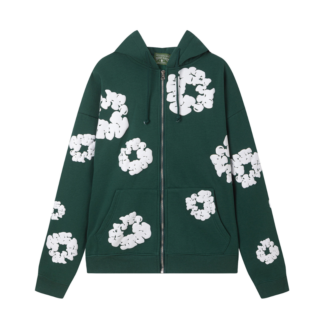 Sweat à capuche zippé en denim