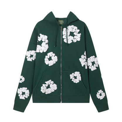 Sweat à capuche zippé en denim