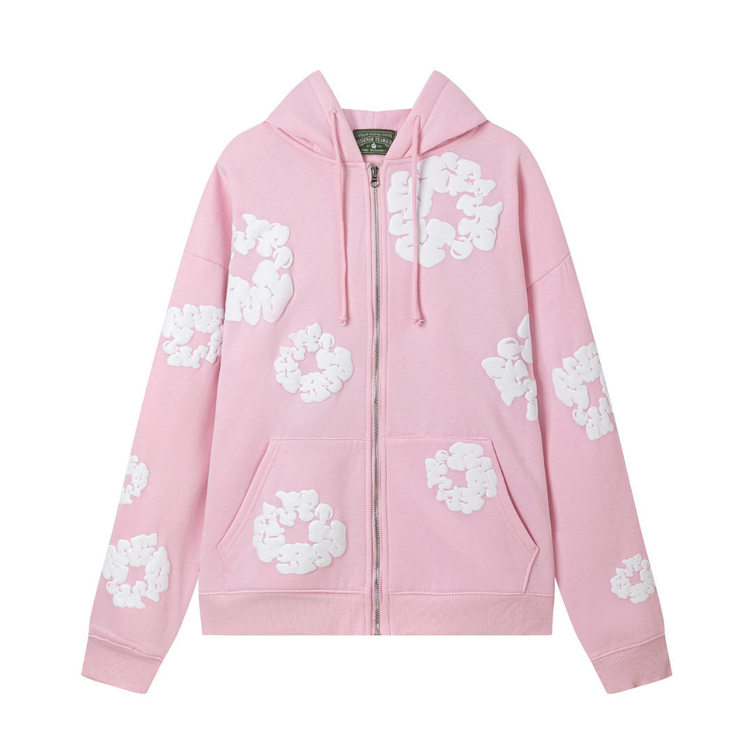 Sweat à capuche zippé en denim