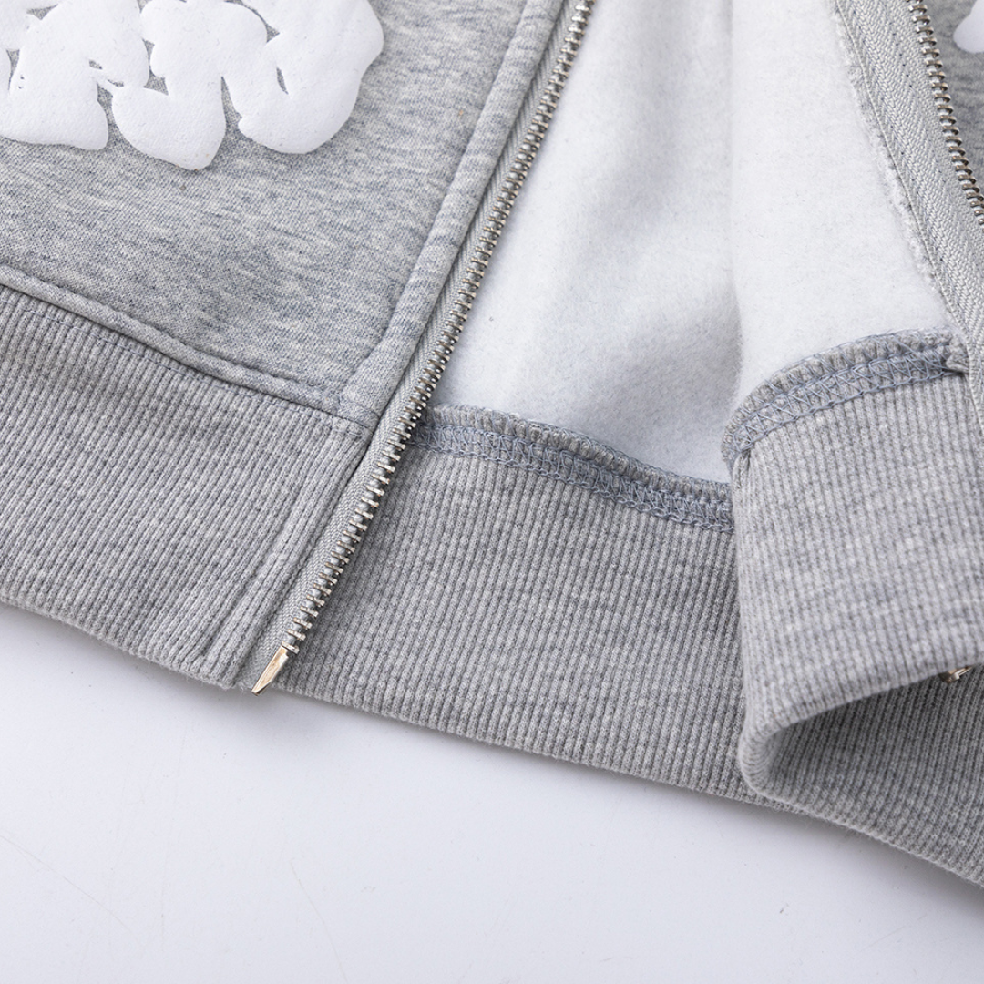 Sweat à capuche zippé en denim