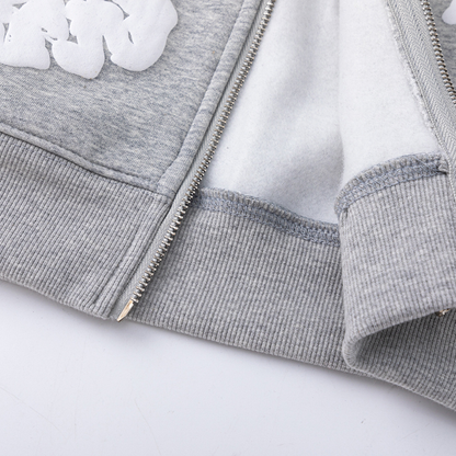 Sweat à capuche zippé en denim