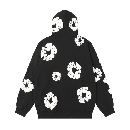 Sweat à capuche zippé en denim