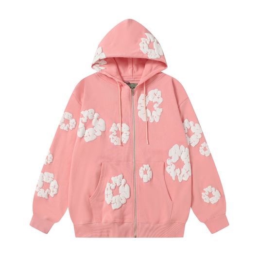 Sweat à capuche zippé en denim