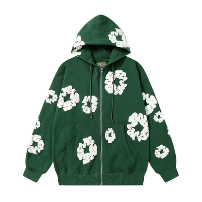 Sweat à capuche zippé en denim