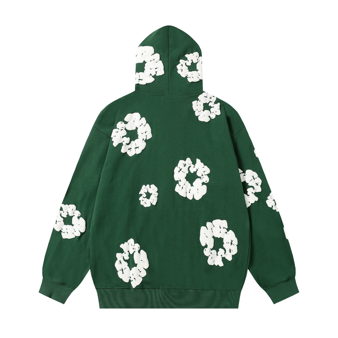 Sweat à capuche zippé en denim