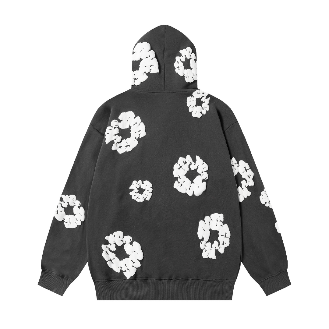 Sweat à capuche zippé en denim