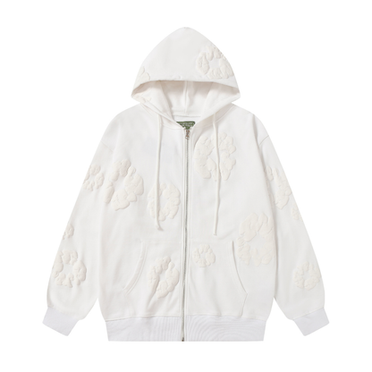 Sweat à capuche zippé en denim