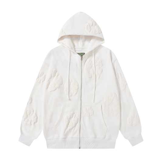 Sweat à capuche zippé en denim