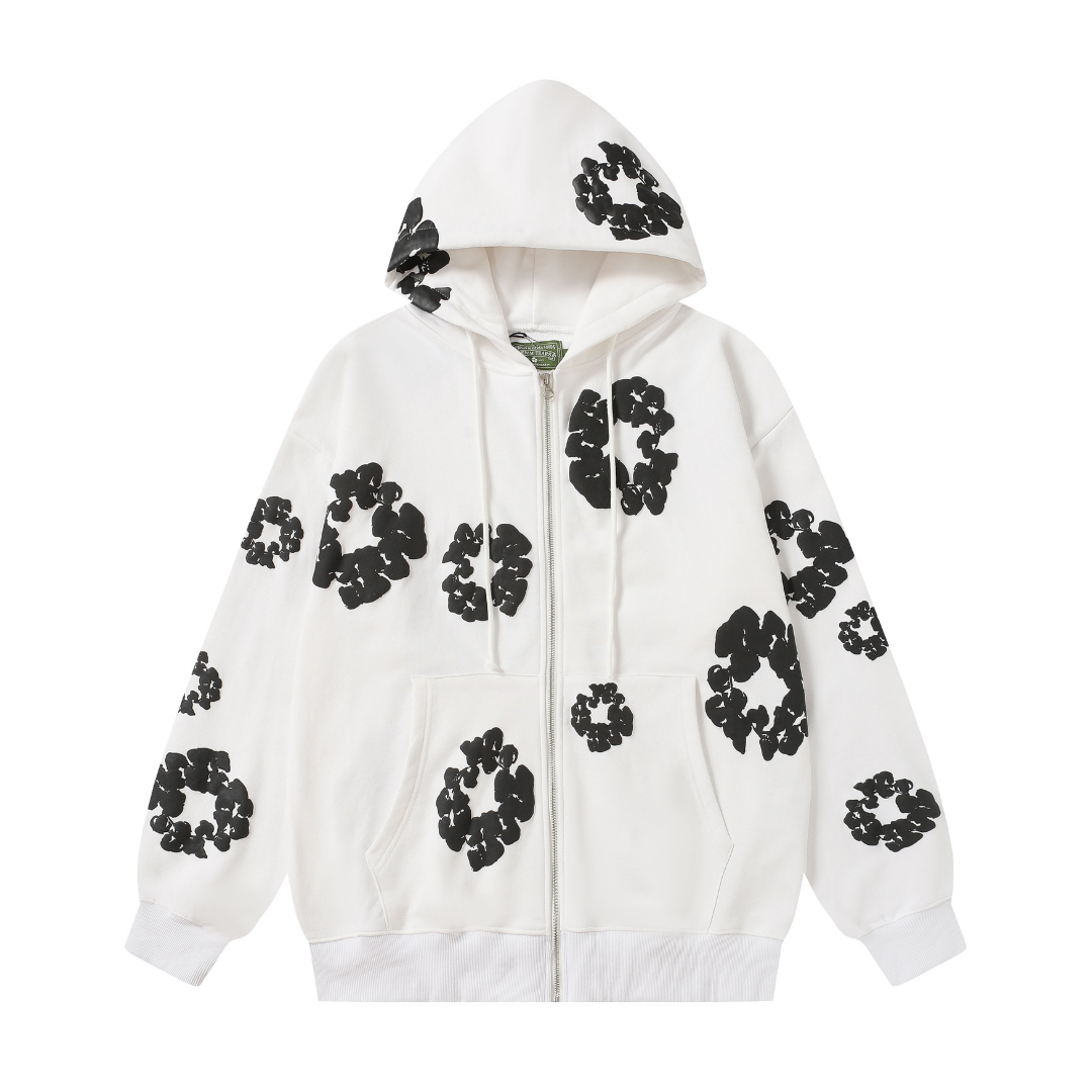 Sweat à capuche zippé en denim