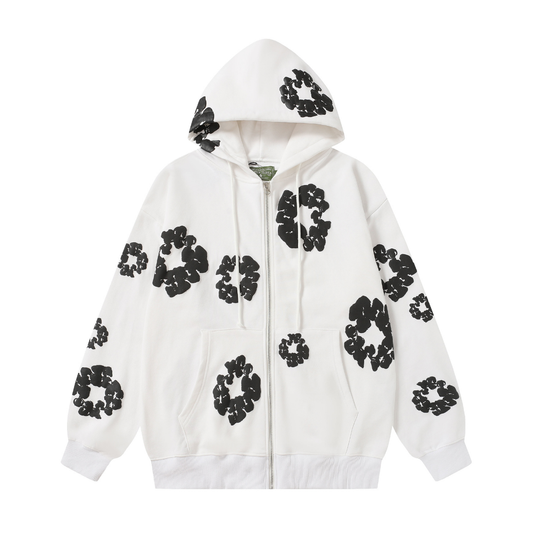 Sweat à capuche zippé en denim